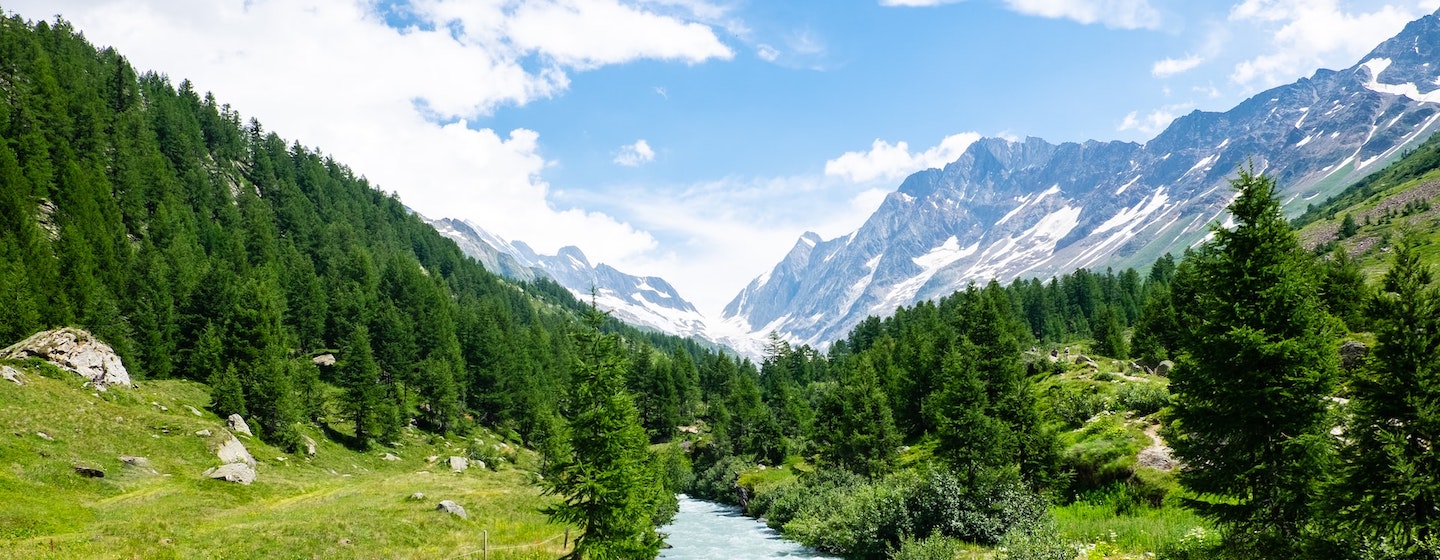 Green Swiss Valley mountains